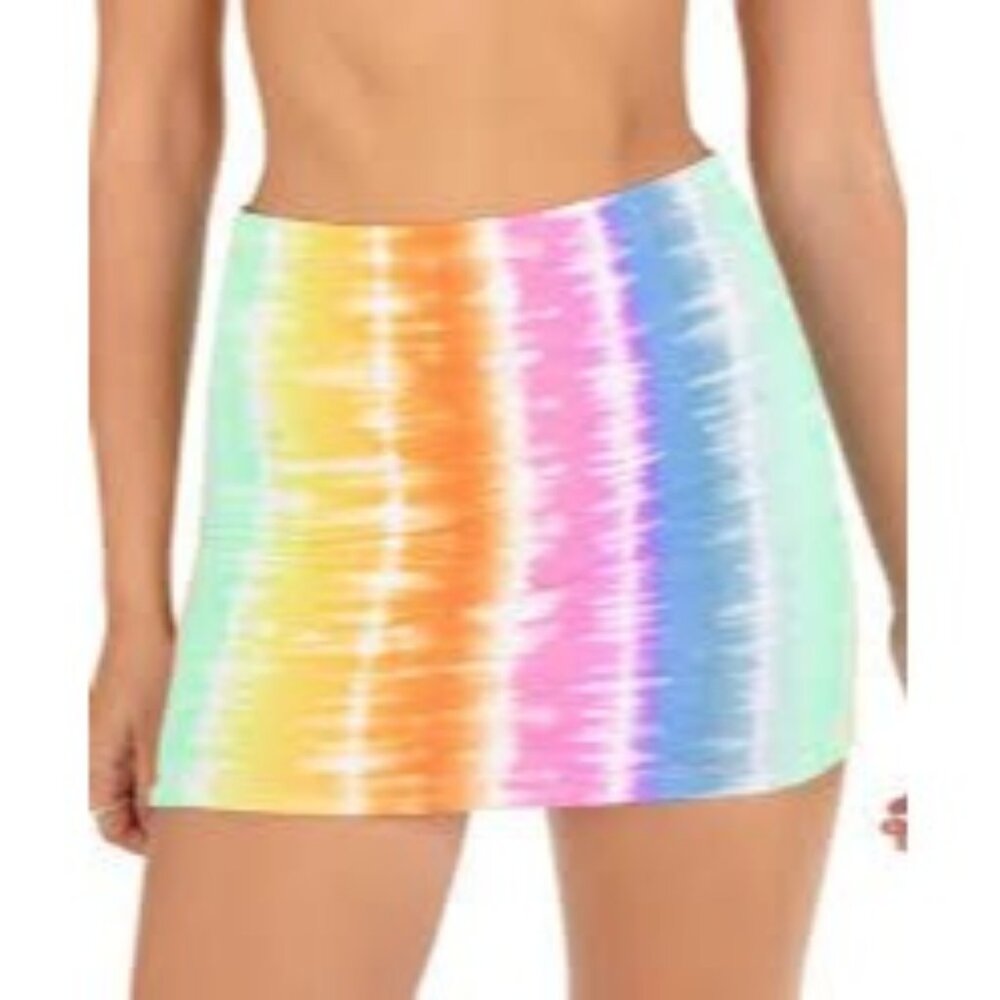 Hurley Womens Large‎ Ombre Rainbow Cover Up Mini Skirt Stretch
